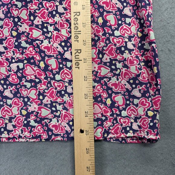 Lilly Pulitzer Shirt Womens Small Navy Pink Silk Heart Print Blouse Preppy Retro - Picture 9 of 12